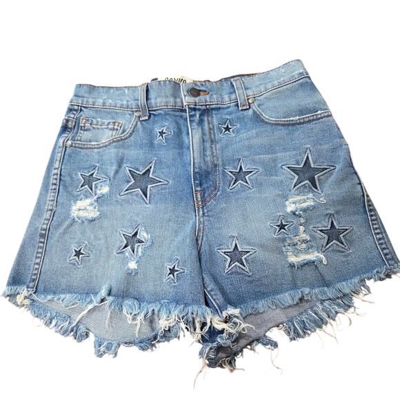 REVICE Pants - REVICE Blue Denim Star Appliqué Jean Shorts